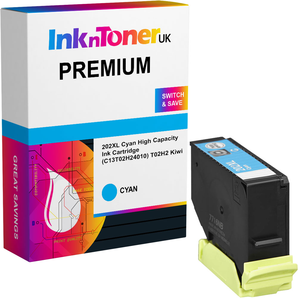 Premium Compatible Epson 202XL Cyan High Capacity Ink Cartridge (C13T02H24010) T02H2 Kiwi