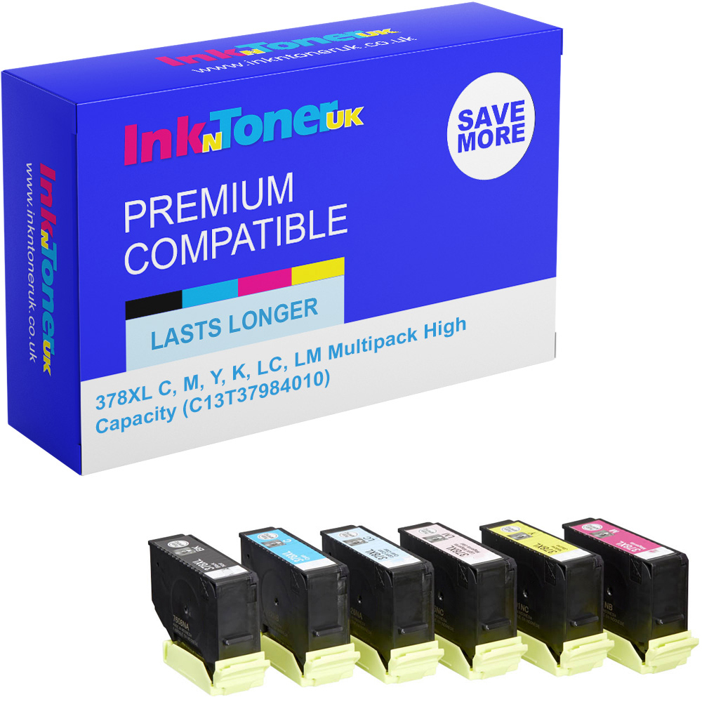 Premium Compatible Epson 378XL C, M, Y, K, LC, LM Multipack High Capacity Ink Cartridges (C13T37984010) T3798 Squirrel