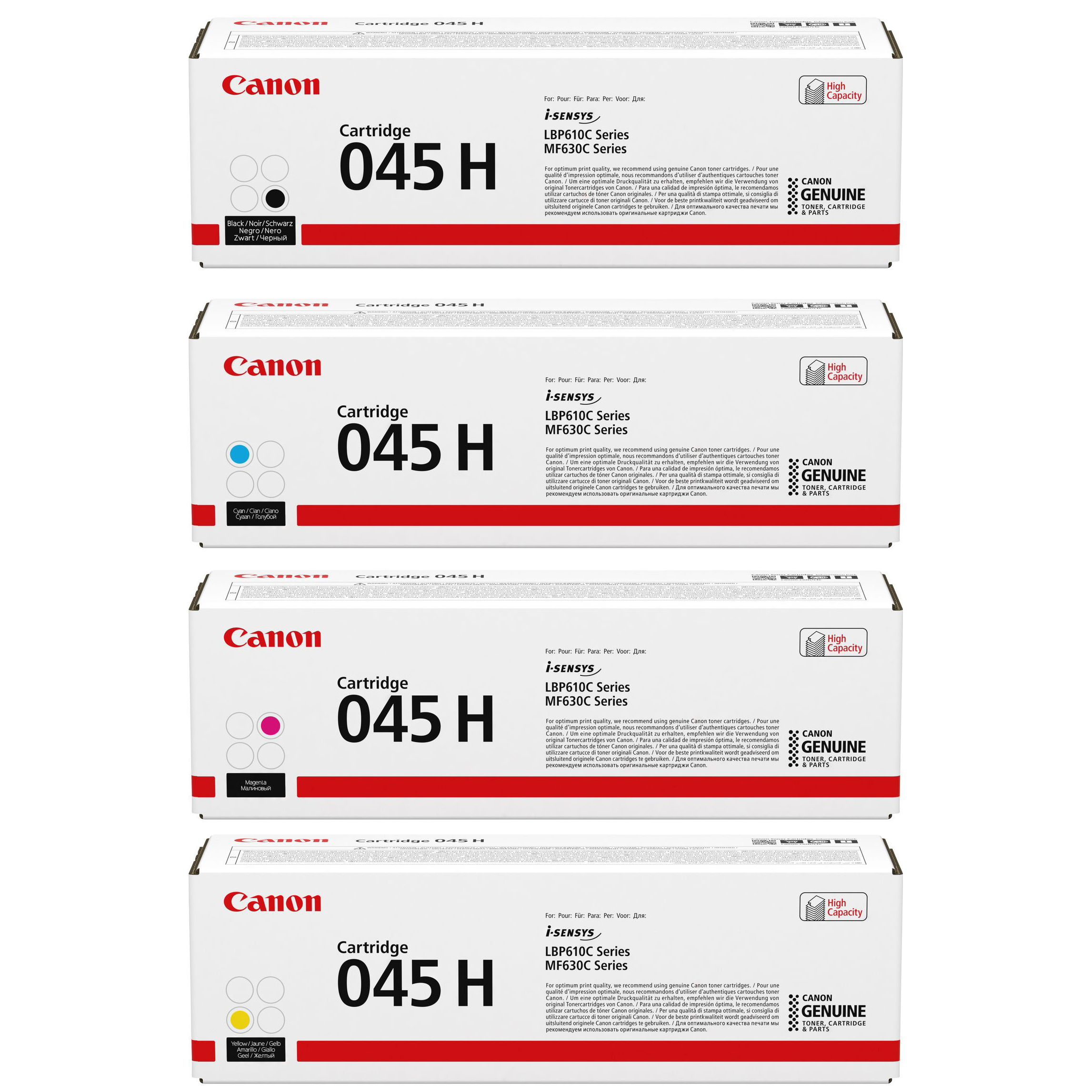 Original Canon 045H CMYK Multipack High Capacity Toner Cartridges (1246C002 /1245C002 /1244C002 /1243C002)