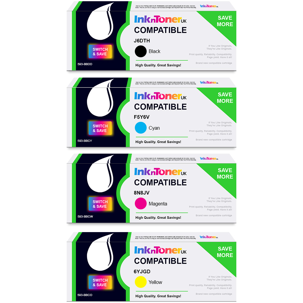 Value Compatible Dell 593-BB CMYK Multipack Toner Cartridges (593-BBDD/ 593-BBCY/ 593-BBCW/ 593-BBCO)