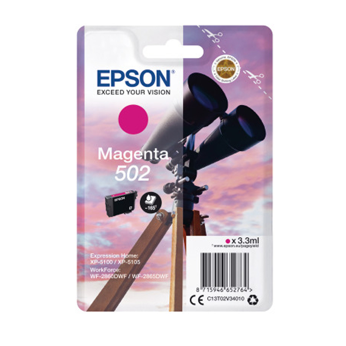 Original Epson 502 Magenta Ink Cartridge (C13T02V34010) T02V3 Binoculars