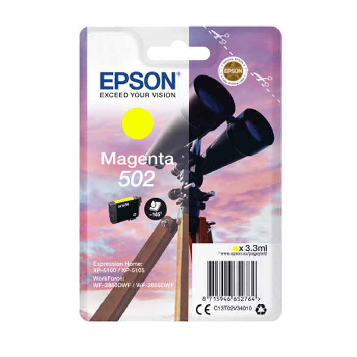 Original Epson 502 Yellow Ink Cartridge (C13T02V44010) T02V4 Binoculars