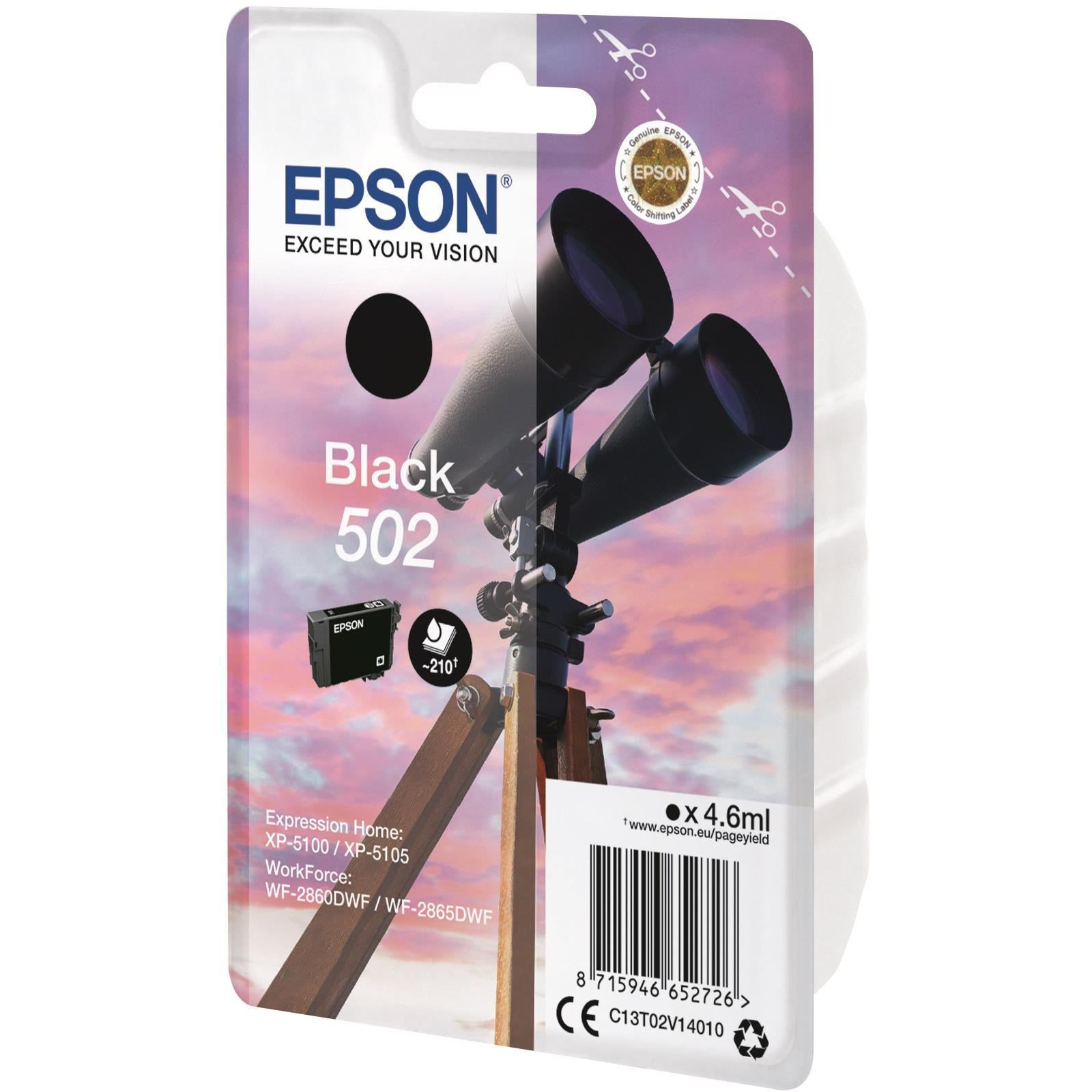 Original Epson 502 Black Ink Cartridge (C13T02V14010) T02V1 Binoculars