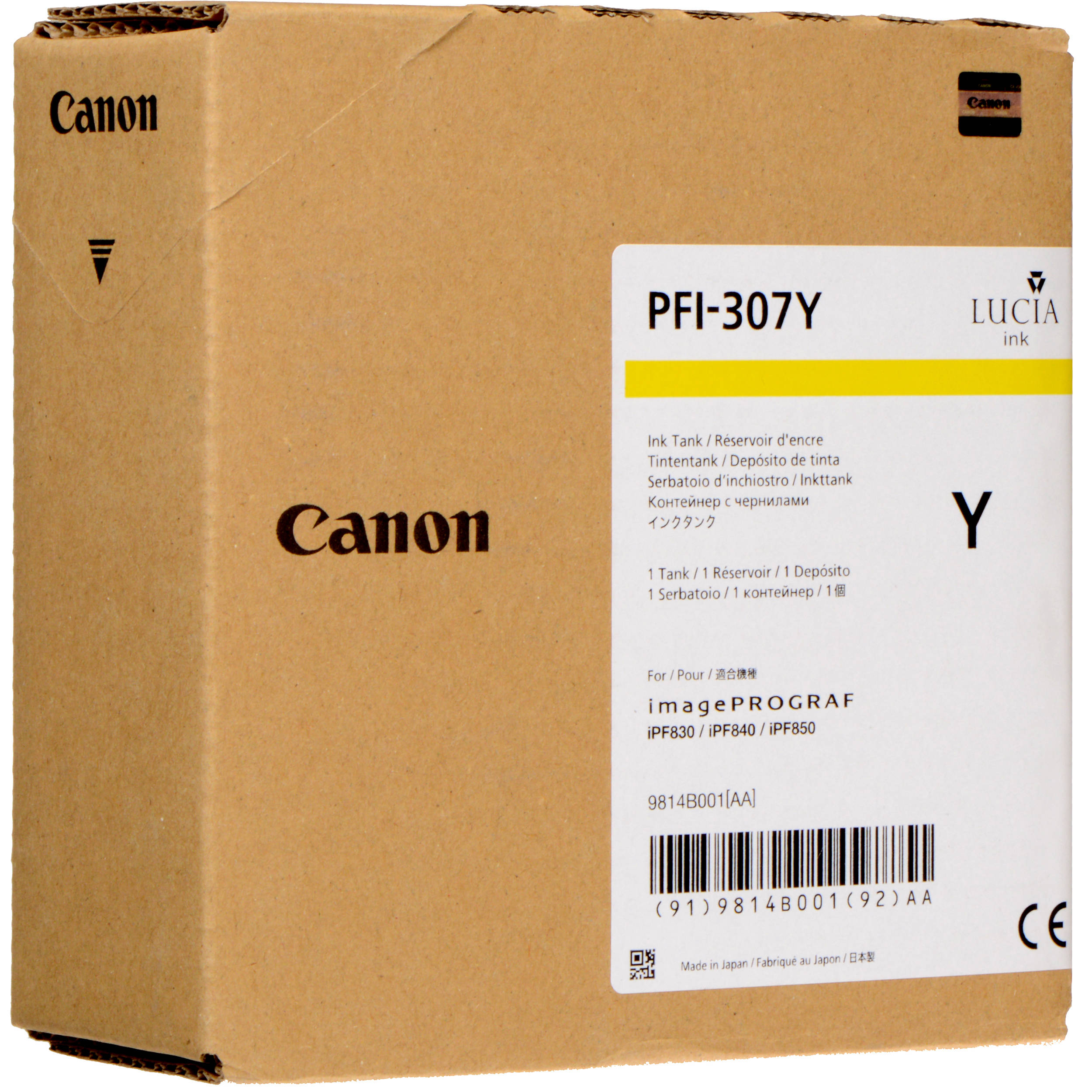 Original Canon PFI-307Y Yellow Ink Cartridge (9814B001AA)