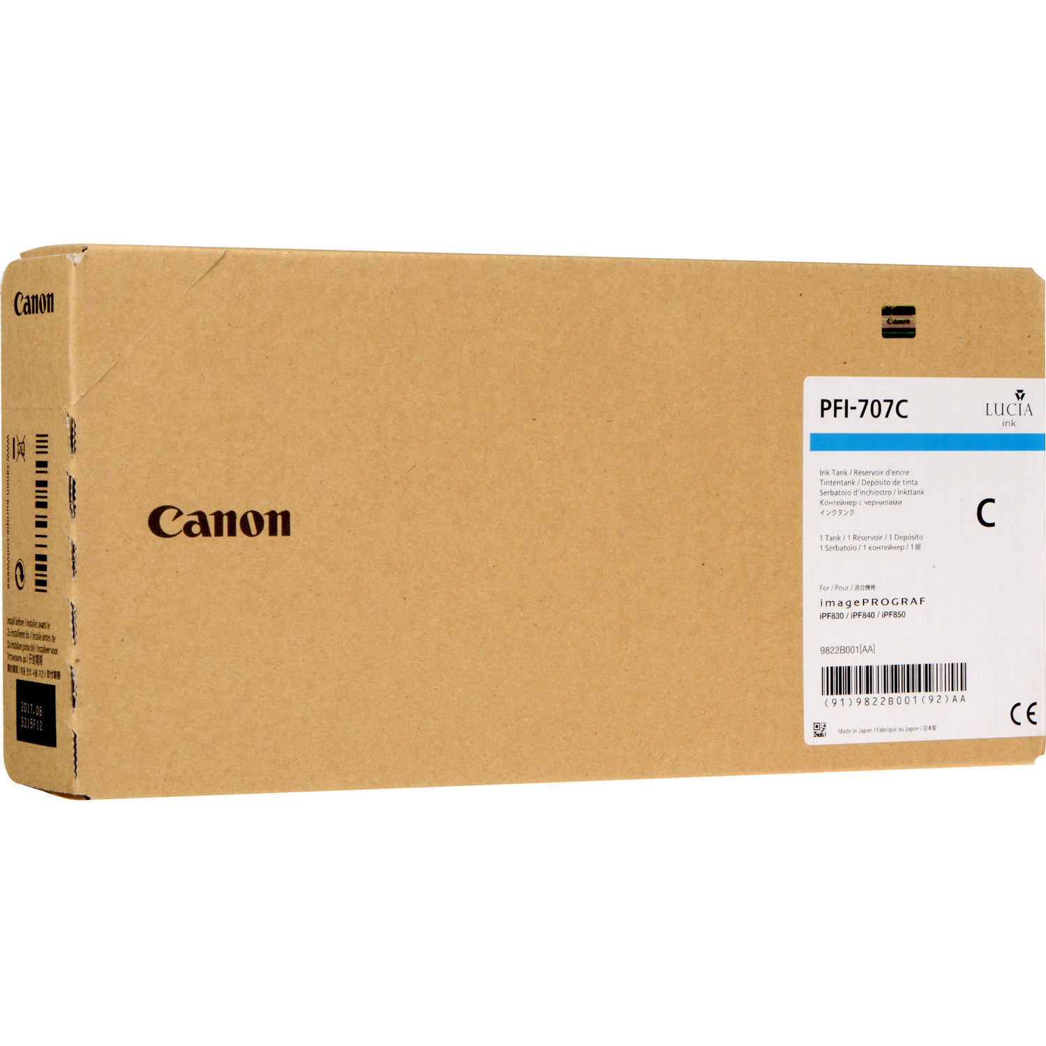 Original Canon PFI-707C Cyan High Capacity Ink Cartridge (9822B001AA)