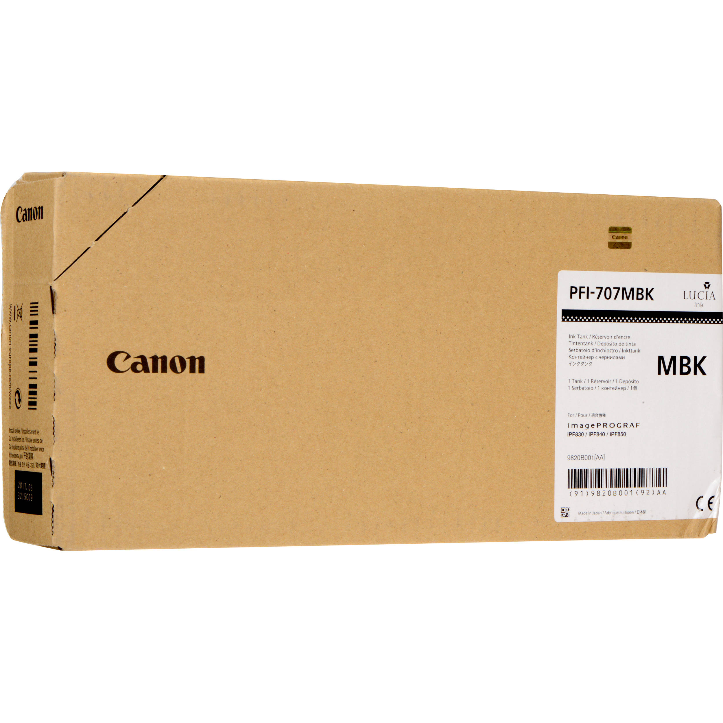 Original Canon PFI-707MBK Matte Black High Capacity Ink Cartridge (9820B001AA)