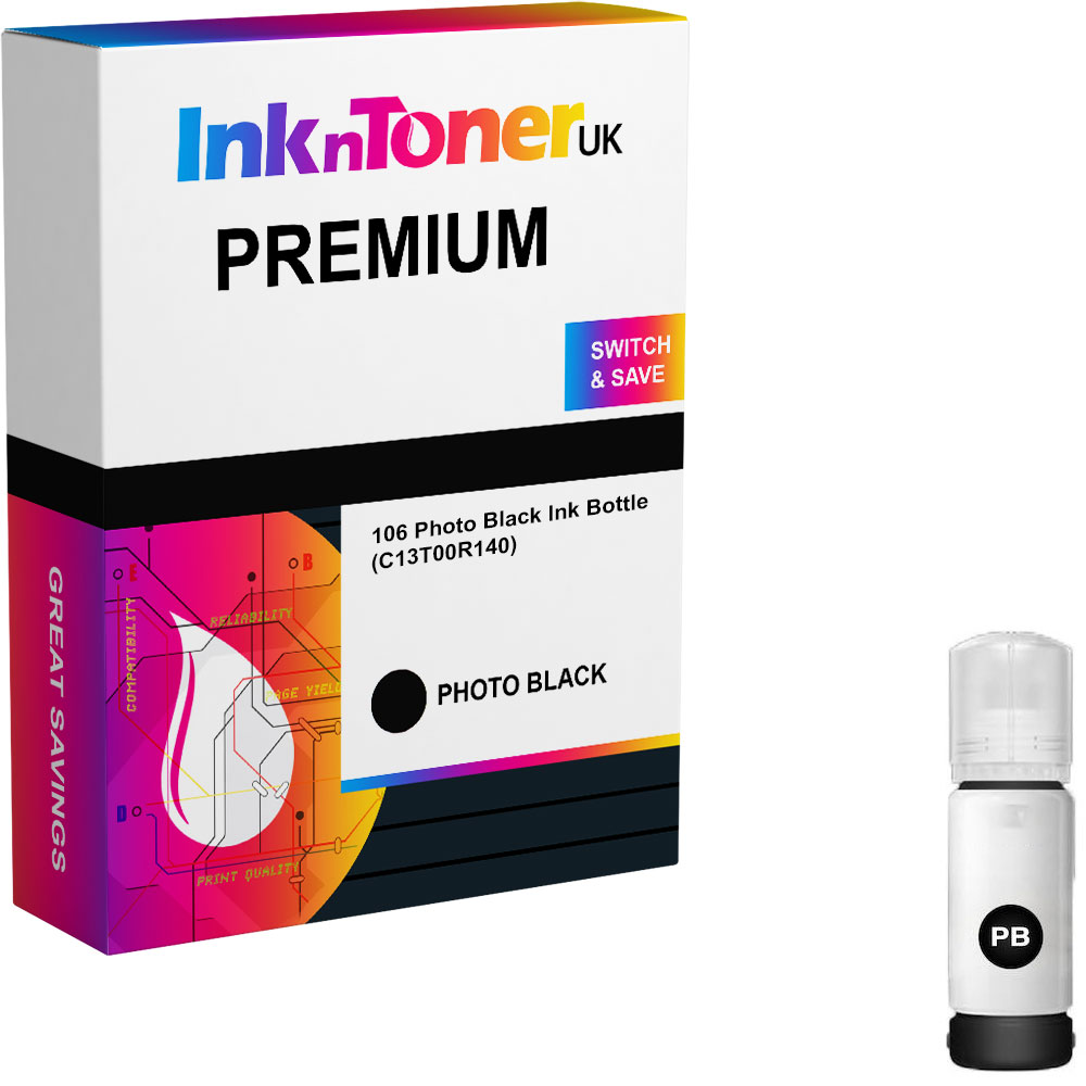 Premium Compatible Epson 106 Photo Black Ink Bottle (C13T00R140)