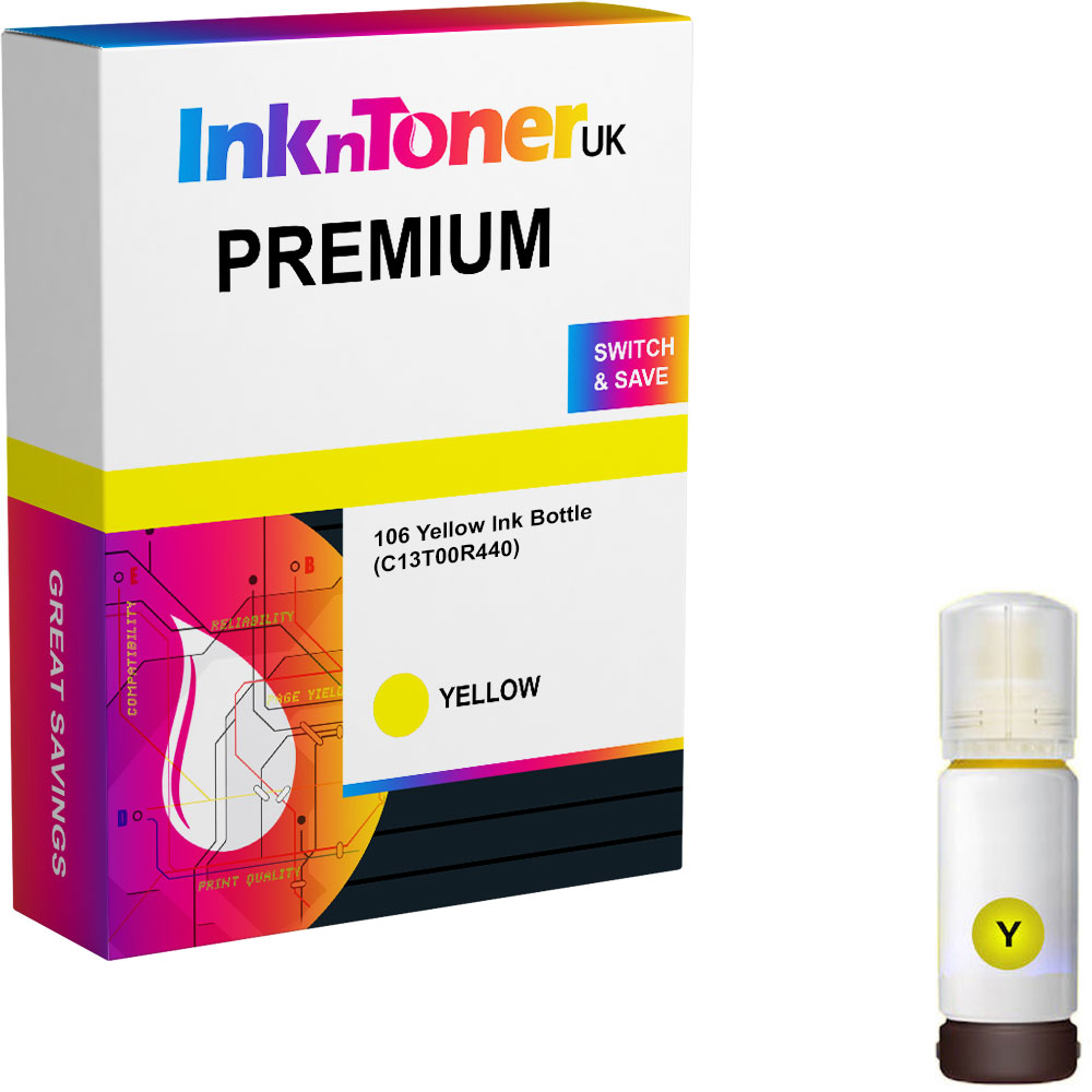 Premium Compatible Epson 106 Yellow Ink Bottle (C13T00R440)