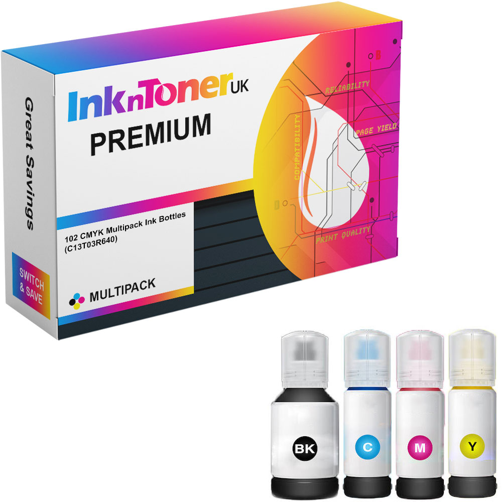Premium Compatible Epson 102 CMYK Multipack Ink Bottles (C13T03R640)