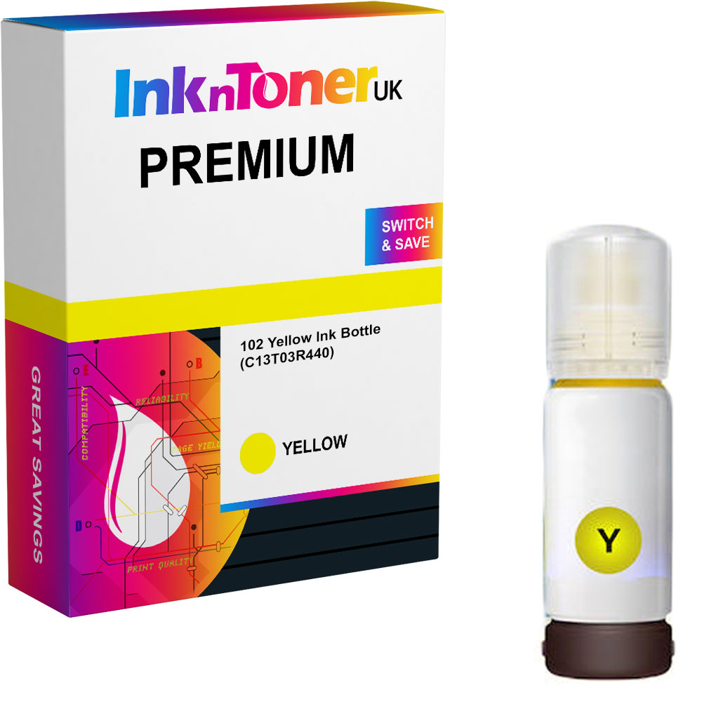 Premium Compatible Epson 102 Yellow Ink Bottle (C13T03R440)