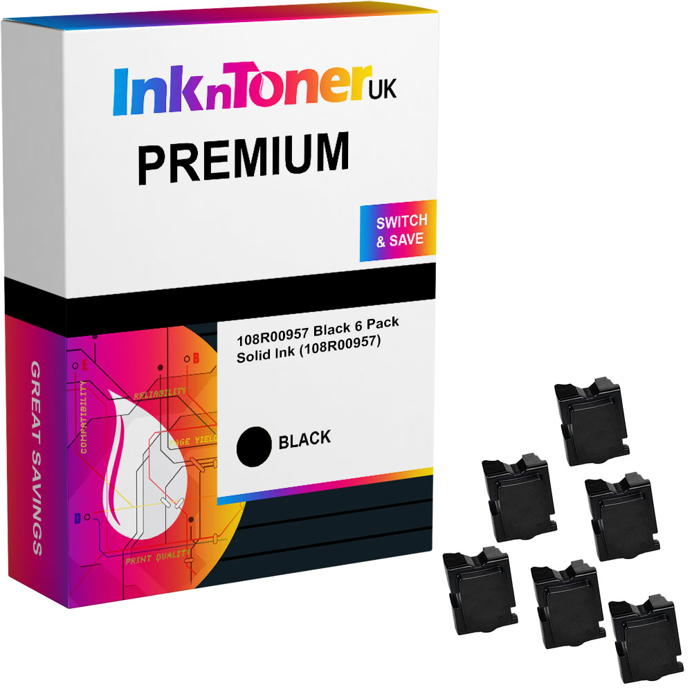 Premium Compatible Xerox 108R00957 Black 6 Pack Solid Ink (108R00957)
