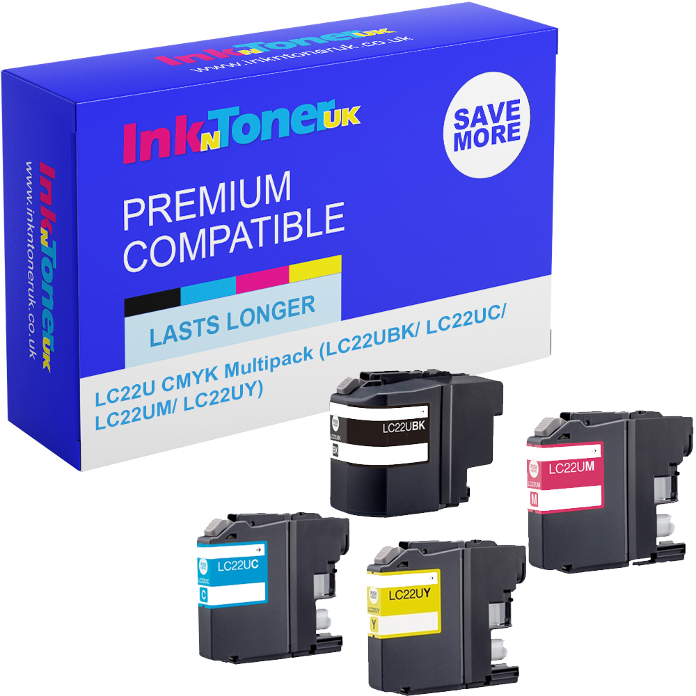 Premium Compatible Brother LC22U CMYK Multipack Ink Cartridges (LC22UBK/ LC22UC/ LC22UM/ LC22UY)
