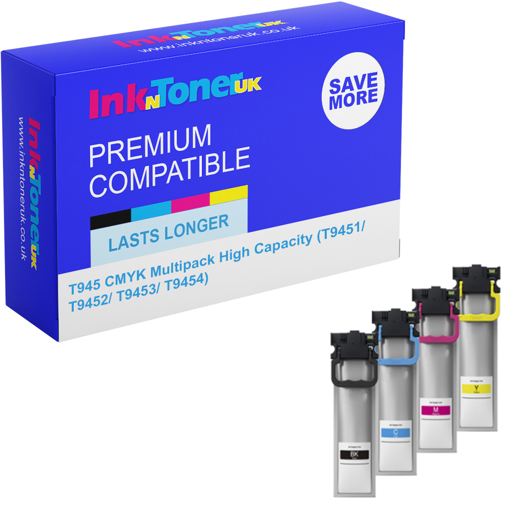 Premium Compatible Epson T945 CMYK Multipack High Capacity Ink Cartridges (T9451/ T9452/ T9453/ T9454)