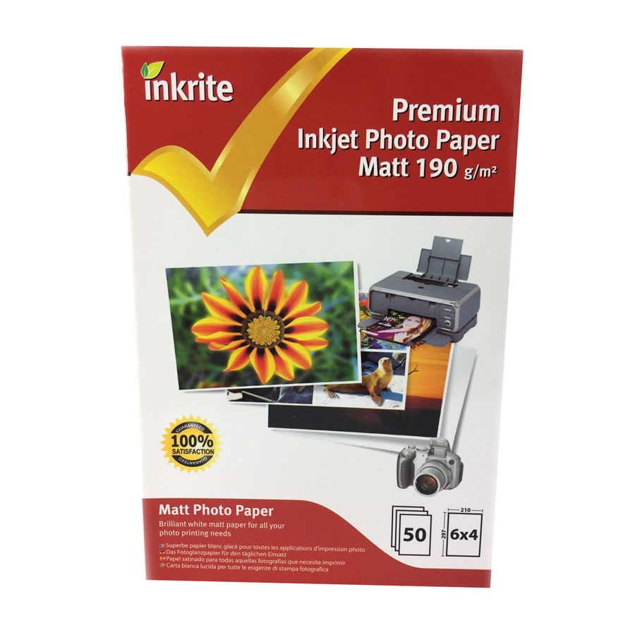 Original Inkrite PhotoPlus Professional Paper Matt 190gsm A6 6x4 - 50 sheets