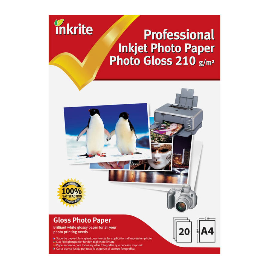 Original Inkrite PhotoPlus Professional Paper Photo Gloss 210gsm A4 - 20 sheets