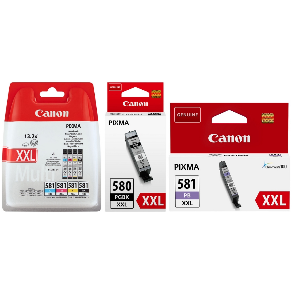 Original Canon PGI-580XXL / CLI-581XXL Multipack Set Of 6 Extra High Capacity Ink Cartridges (1970C001 / 1998C005 / 1999C001)