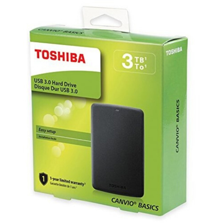 Original Toshiba Canvio Basics 2TB Black USB 3.0 External Hard Drive (HDTB330EK3CB)