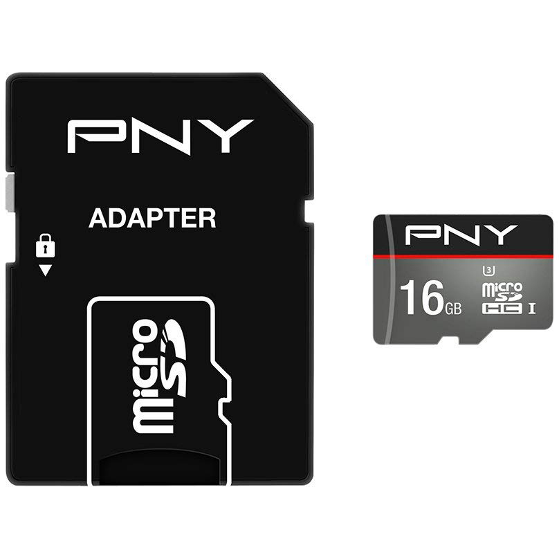 Original PNY 16GB MicroSDHC Memory Card + SD Adapter (SDU16GTUR-1-EF)
