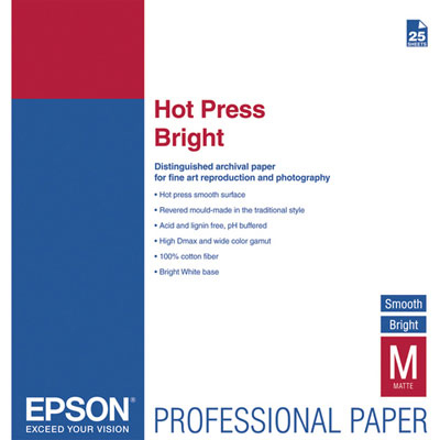 Original Epson 330gsm A2 Hot Press Bright - 25 sheets (C13S042332)