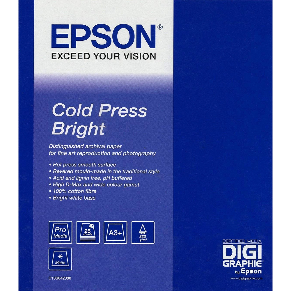 Original Epson 330gsm A2 Cold Press Bright - 25 sheets (C13S042312)