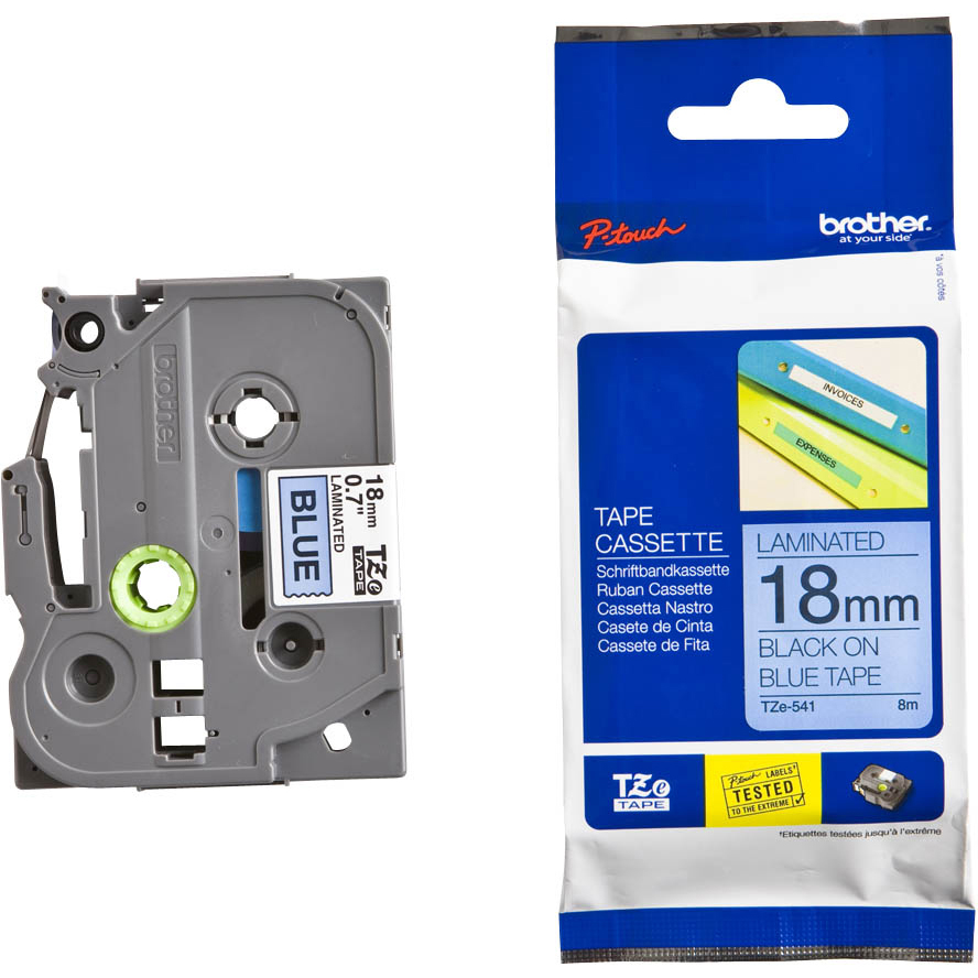 Original Brother TZe-541 Black On Blue 18mm x 8m Laminated P-Touch Label Tape (TZe541)