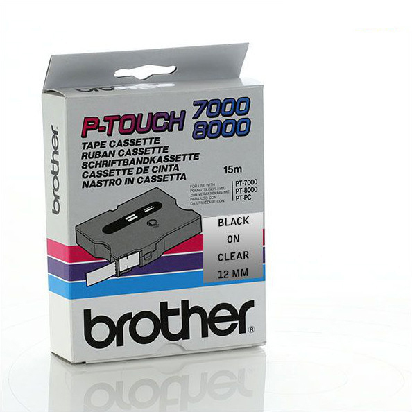 Original Brother TX-131 Black On Clear 12mm x 15m Label Tape Cassette (TX131)