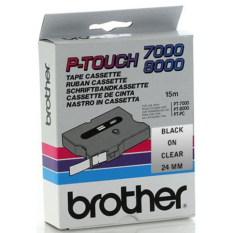 Original Brother TX-151 Black On Clear 24mm x 15m Label Tape Cassette (TX151)