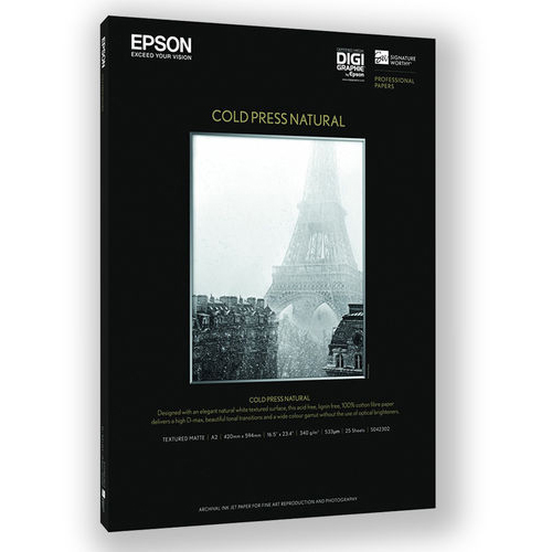 Original Epson 340gsm A2 Cold Press Natural - 25 sheets (C13S042302)