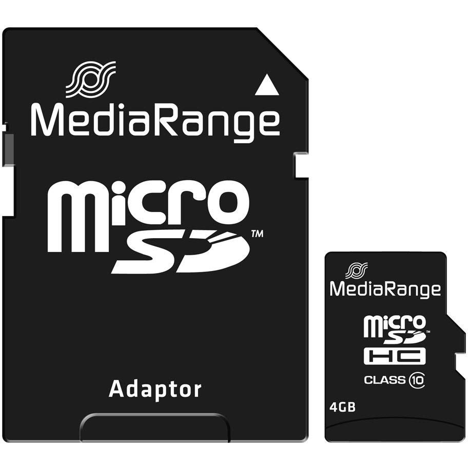 Original MediaRange Black Class 10 4GB MicroSDHC Memory Card (MR956)