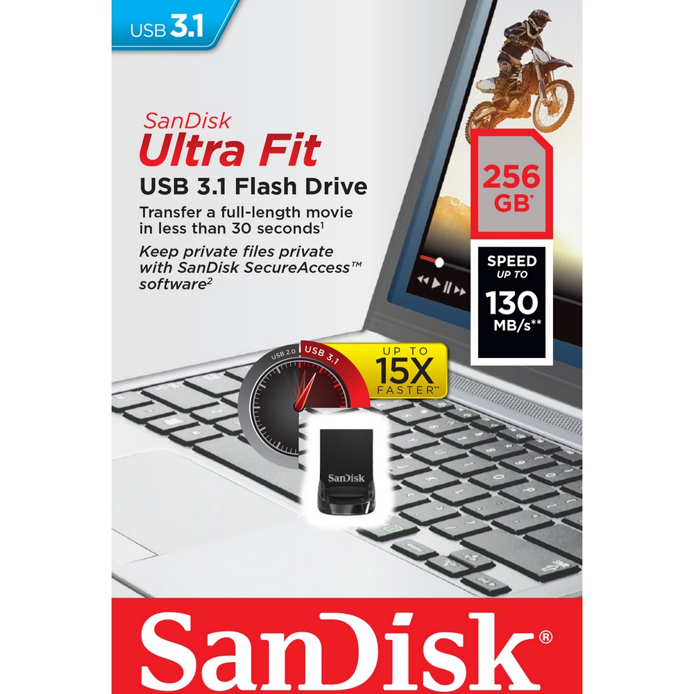 Original SanDisk Ultra Fit 256GB USB 3.1 Flash Drive (SDCZ430-256G-G46)