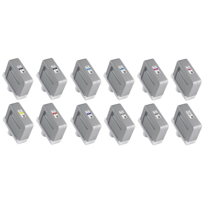 Original Canon PFI-1300 Multipack High Capacity Set Of 12 Ink Cartridges (PFI-1300-MBK/PBK/C/ PC/PM/M/PGY/GY/B/R/Y/CO)