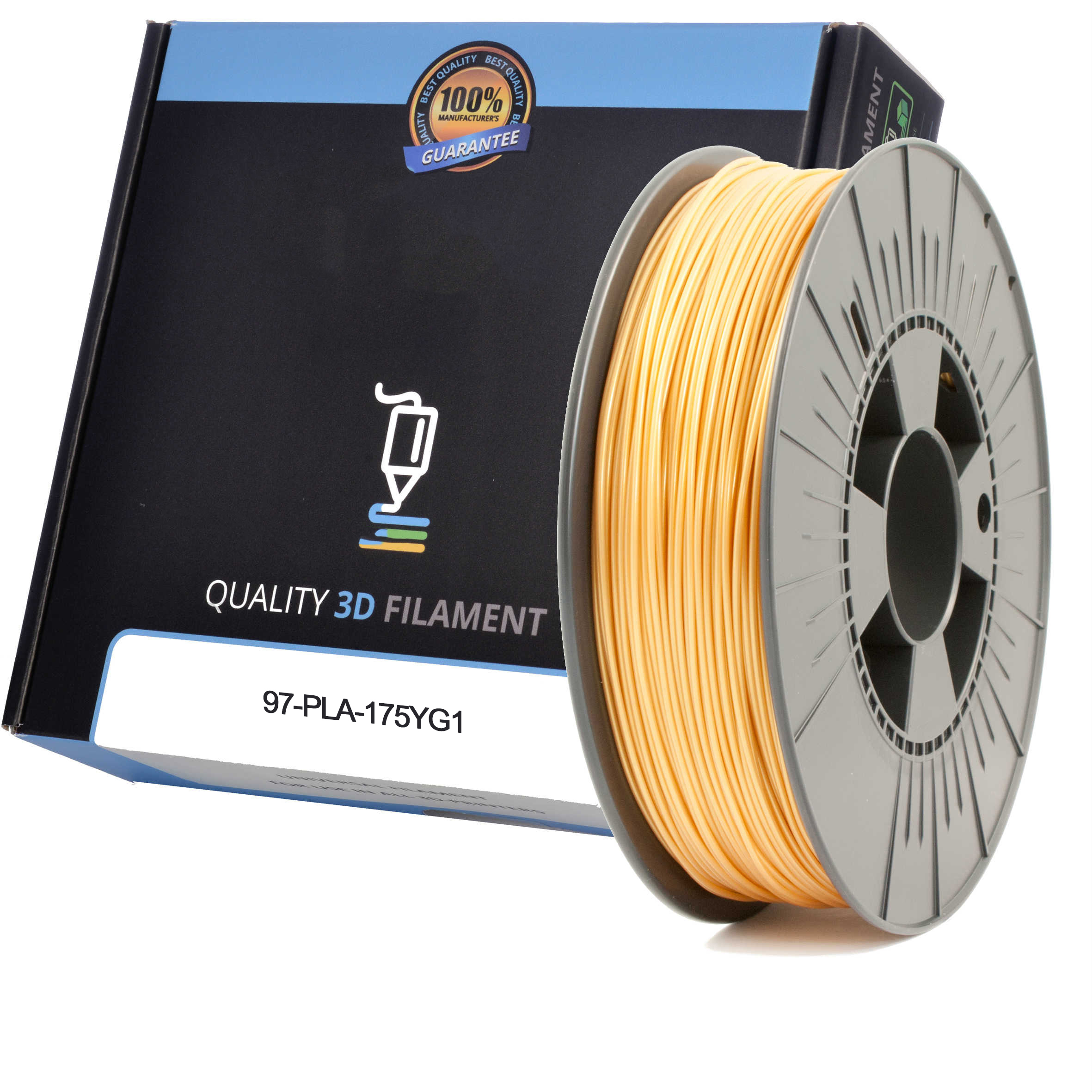 Premium Compatible PLA 1.75mm Yellow Gold 1kg 3D Filament (97-PLA-175YG1)