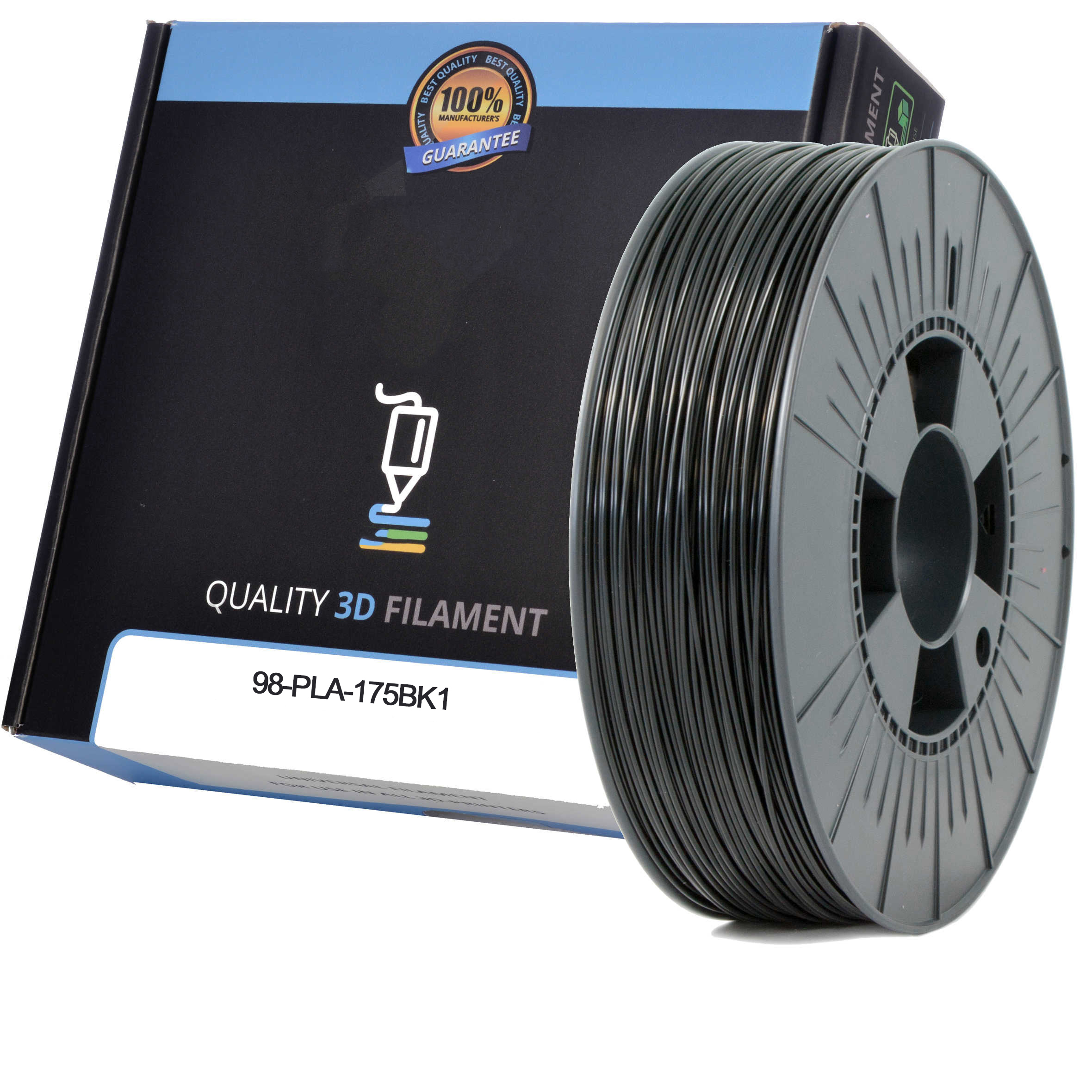 Premium Compatible PLA 1.75mm Black 0.5kg 3D Filament (98-PLA-175BK1)