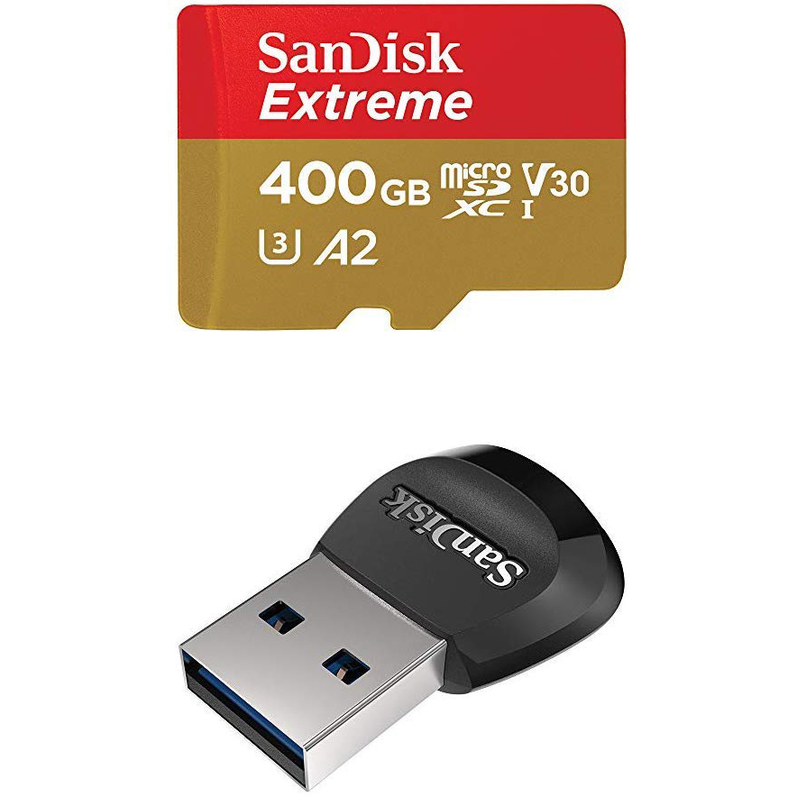 Original SanDisk Extreme Class 10 400GB microSDXC Memory Card + SD Adapter (SDSQXA1400GGN6MA)