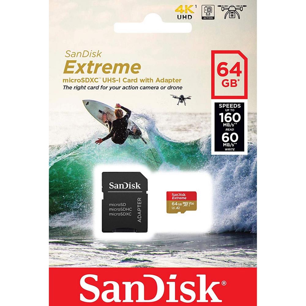 Original SanDisk Extreme Class 10 64GB microSDXC Memory Card (SDSQXA2064GGN6AA)