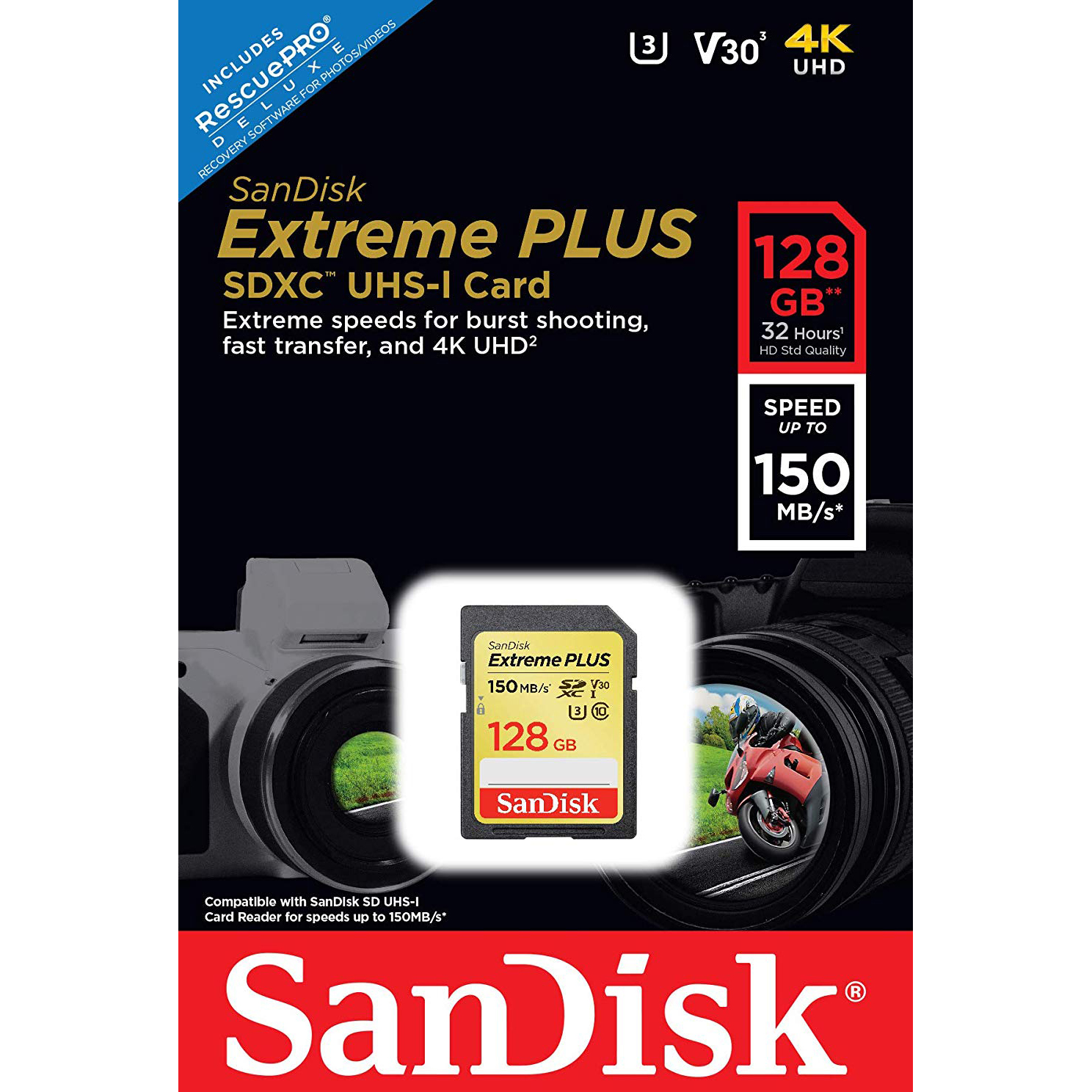 Original SanDisk Extreme Plus Class 10 128GB SDXC Memory Card (SDSDXW5128GGNCIN)