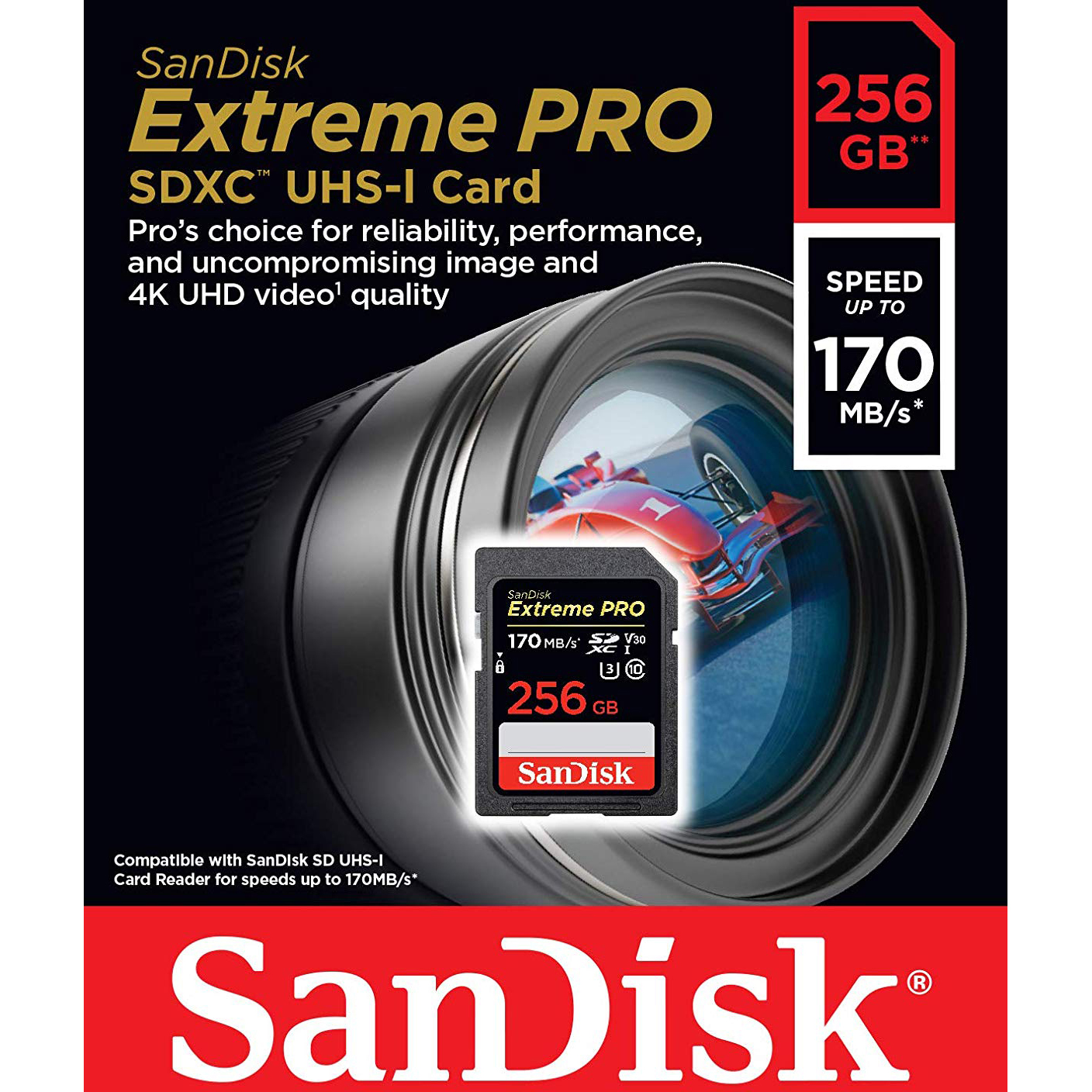 Original SanDisk Extreme Pro Class 10 256GB SDXC Memory Card (SDSDXXY256GGN4IN)