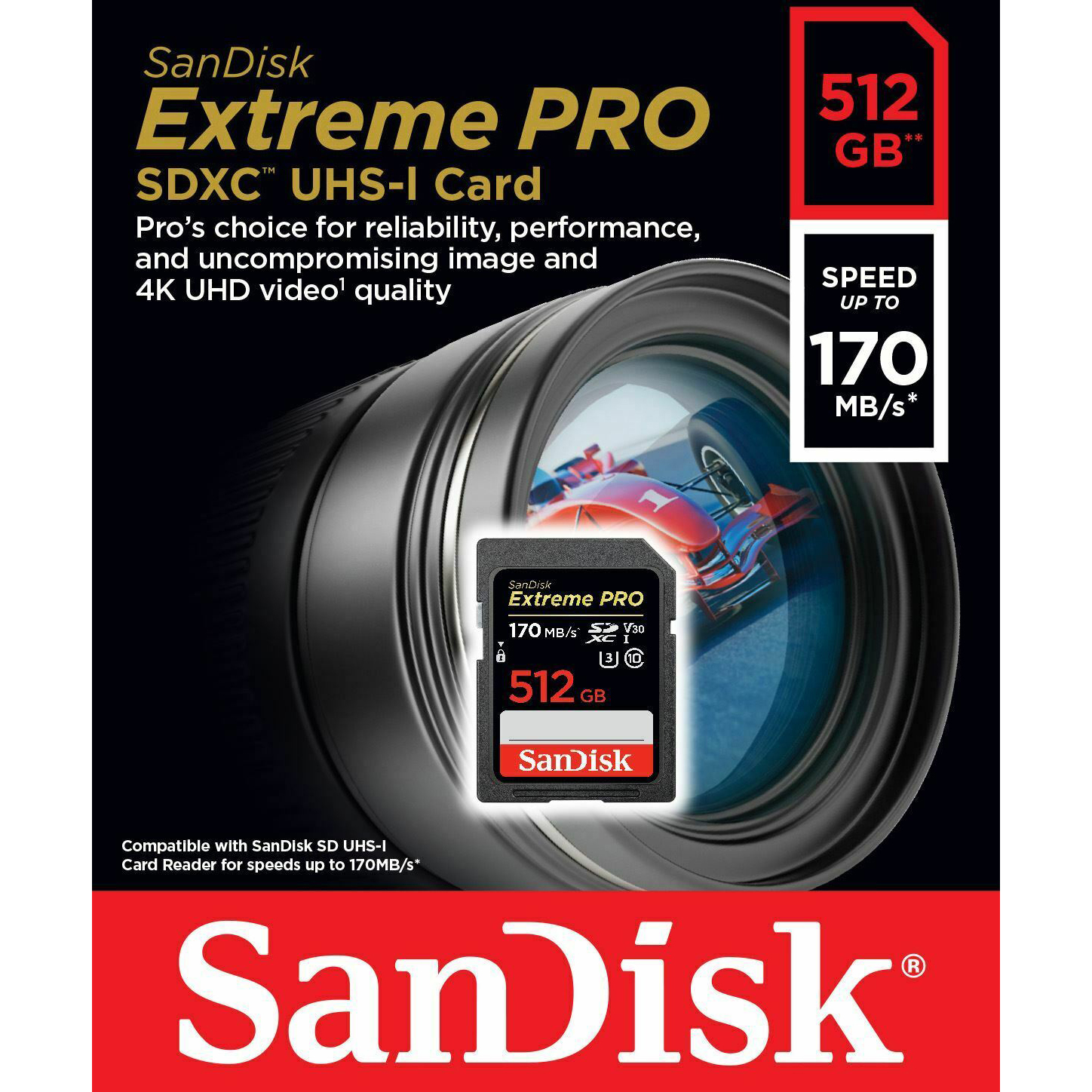 Original SanDisk Extreme Pro Class 10 512GB SDXC Memory Card (SDSDXXY512GGN4IN)