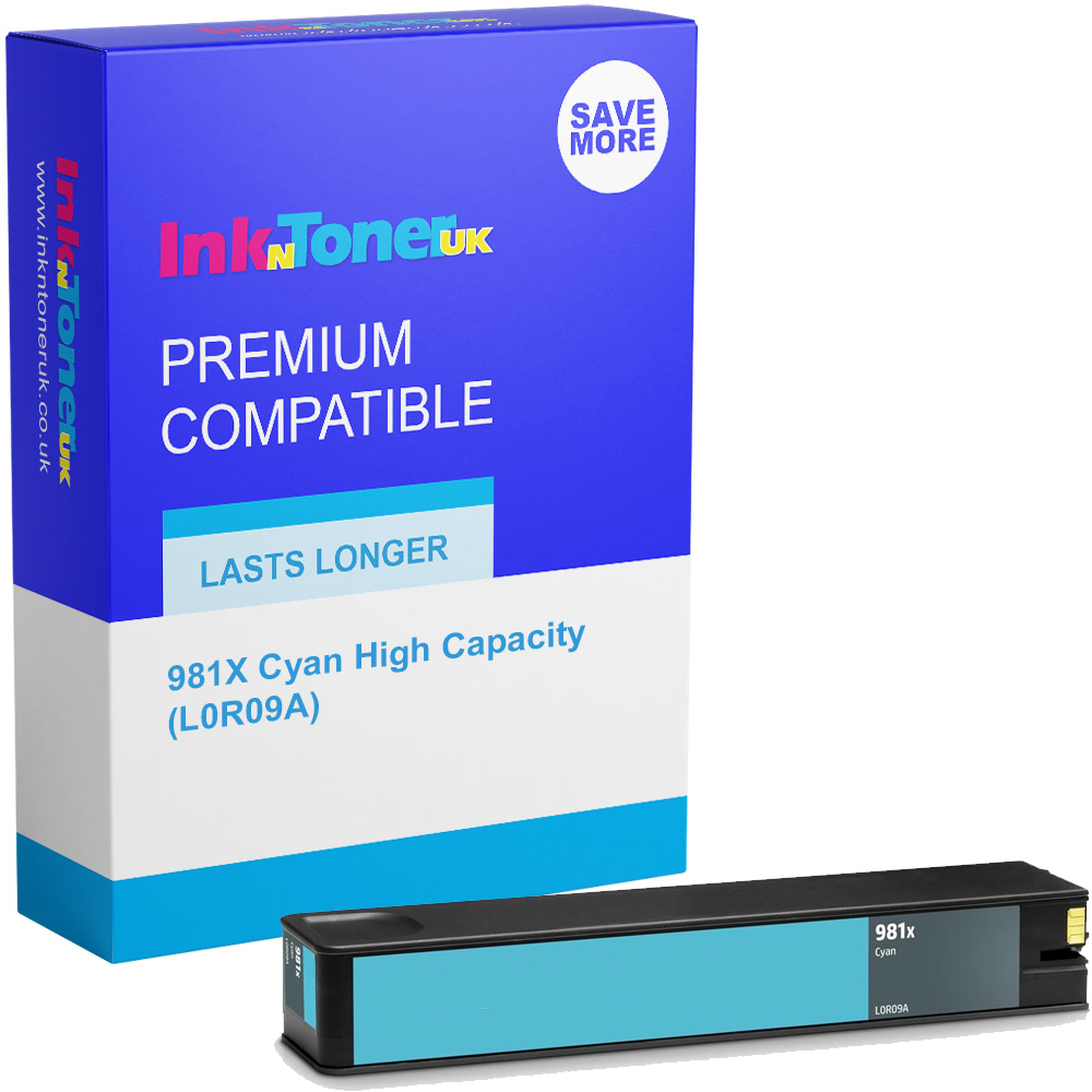 Premium Remanufactured HP 981X Cyan High Capacity Ink Cartridge (L0R09A)