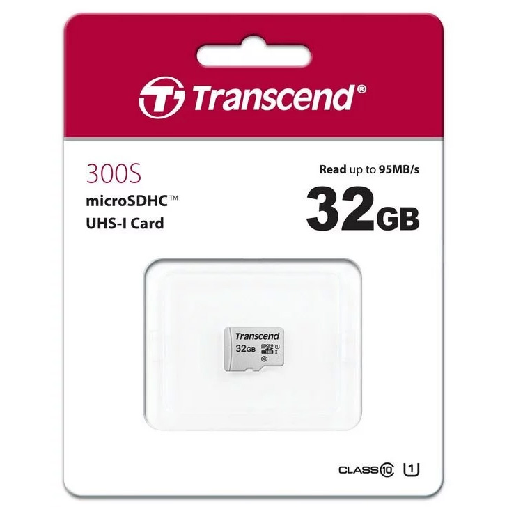 Original Transcend 32GB MicroSD Memory Card (TS32GUSD300S)