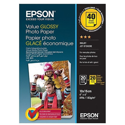 Original Epson S400044 Value Glossy Photo Paper 10x15cm - 2 x 20 Sheets (C13S400044)