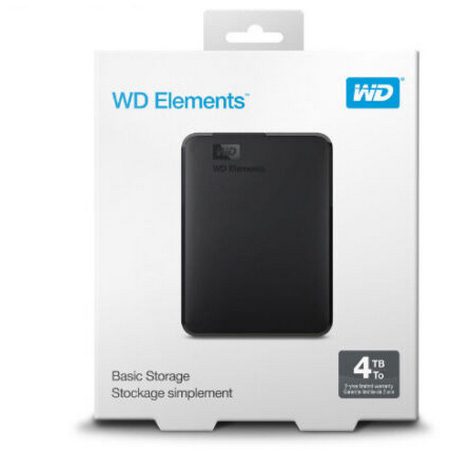 Original Western Digital Elements 4TB USB 3.0 External Hard Drive (WDBU6Y0040BBK-WESN)