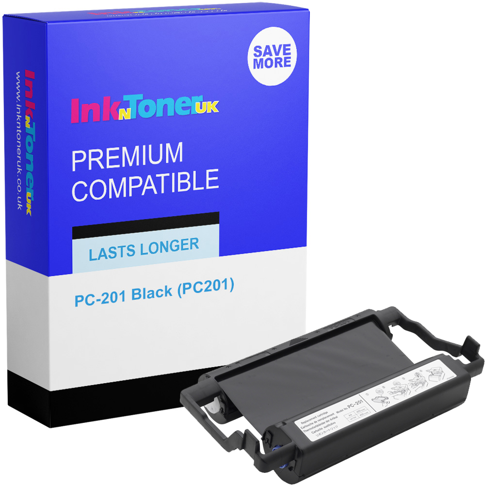 Premium Compatible Brother PC-201 Black Ink Ribbon Cartridge (PC201)