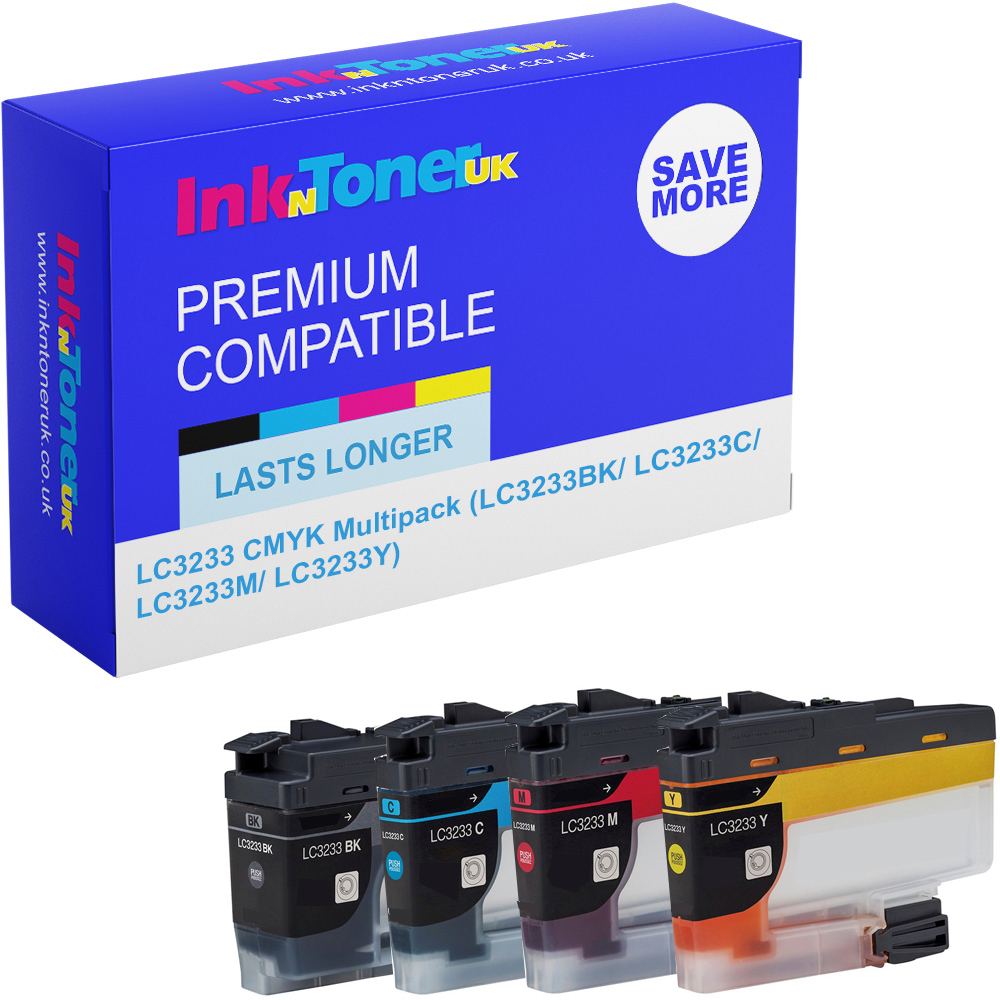 Premium Compatible Brother LC3233 CMYK Multipack Ink Cartridges (LC3233BK/ LC3233C/ LC3233M/ LC3233Y)