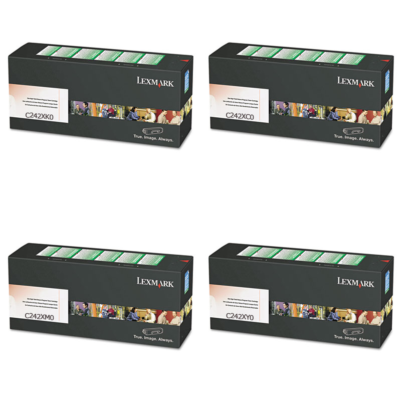Original Lexmark C242X CMYK Multipack Extra High Capacity Toner Cartridges (C242XK0/ C242XC0/ C242XM0/ C242XY0)