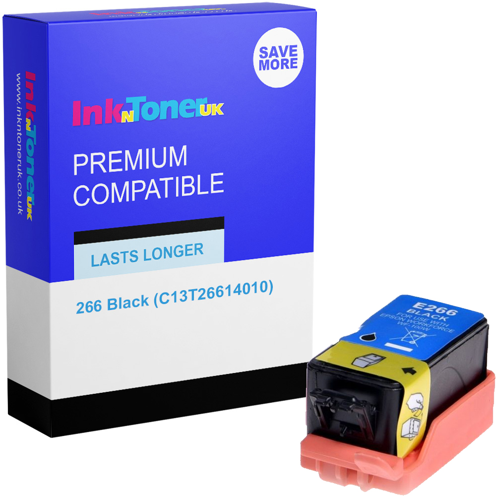 Premium Compatible Epson 266 Black Ink Cartridge (C13T26614010) T2661 Globe