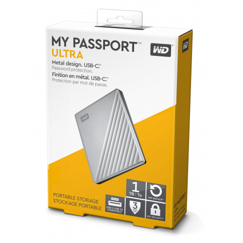 Original Western Digital My Passport 1TB USB-C External Hard Drive (WDBC3C0010BSL-WESN)