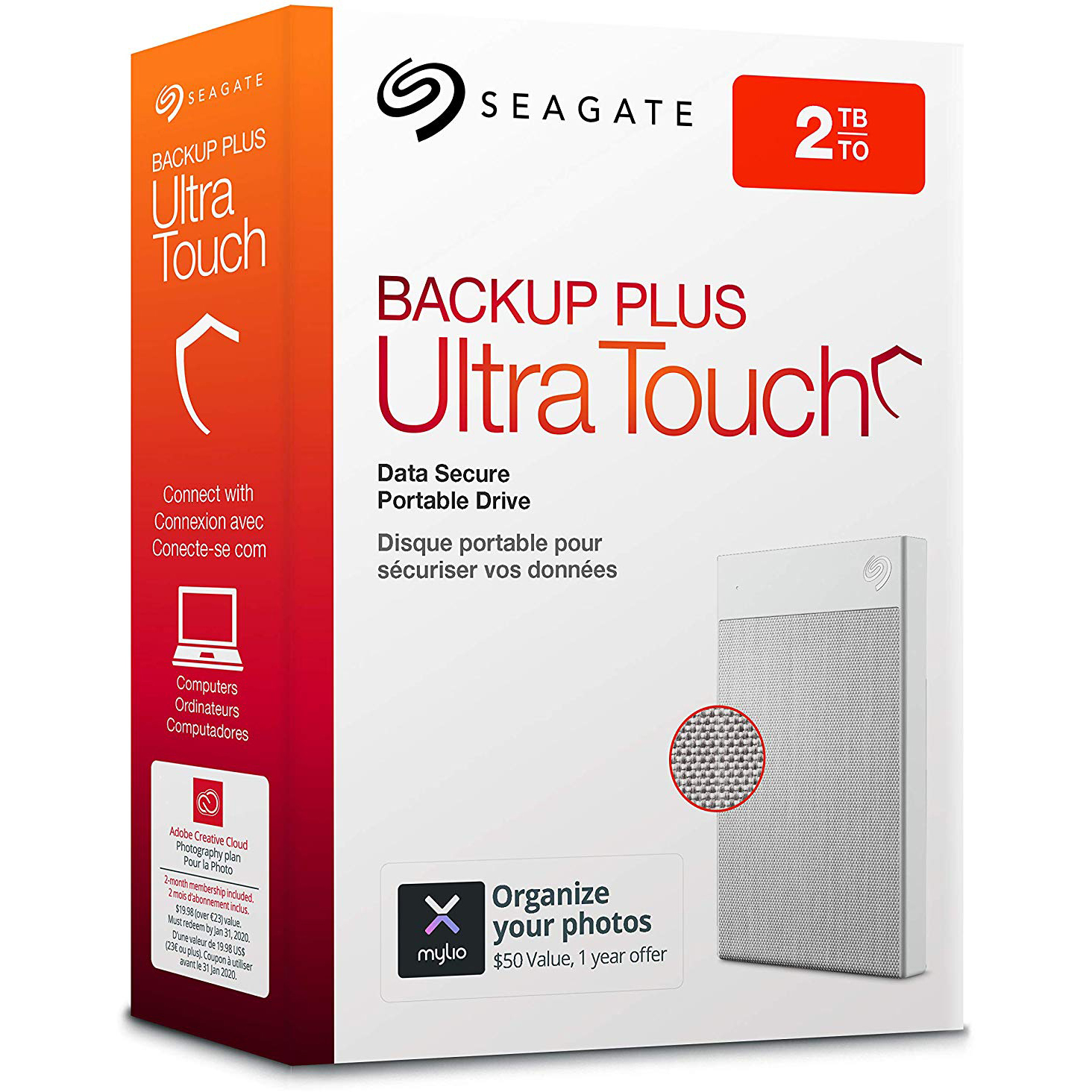Original Seagate Backup Plus Ultra Touch 2TB White USB 3.0 External Hard Drive (STHH2000402)