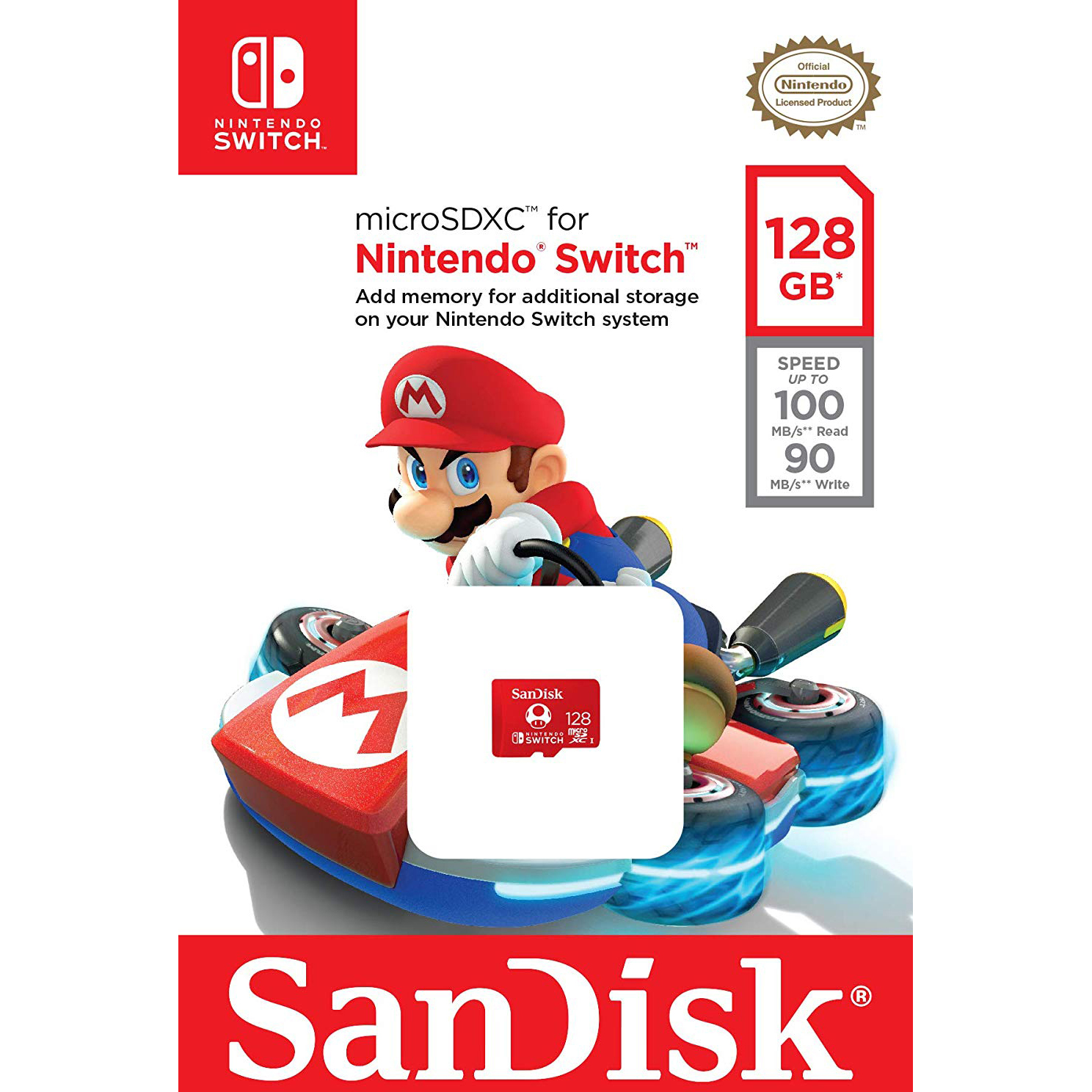 Original SanDisk 128GB Nintendo Switch microSDXC Memory Card (SDSQXAO-128-GNCZ)