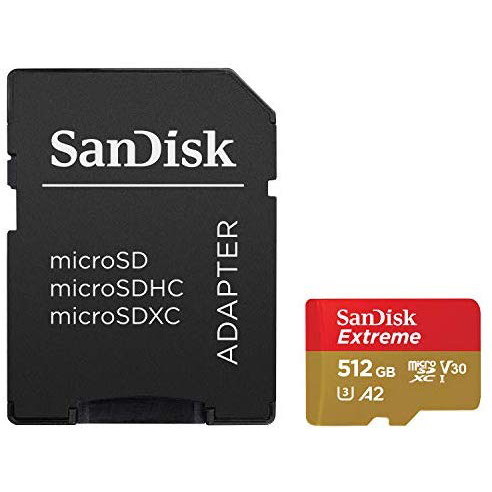 Original SanDisk Extreme 512GB microSDXC Memory Card + SD Adapter (SDSQXA1-512G-GN6)